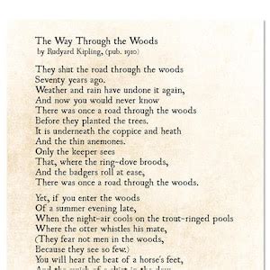 Rudyard Kipling Poem, the Way Through the Woods, Literature Art Print, Poetry Wall Decor, Poetry ...