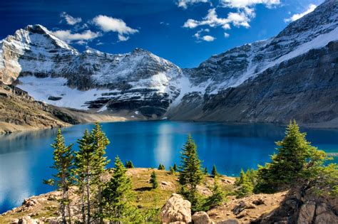 Blue mountain lake in the middle of the nature -HD wallpaper