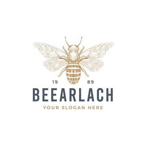 Premium Vector | Vintage hand drawn bee logo design