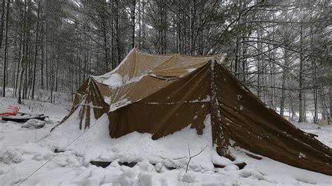 Winter Camping in a Crazy BLIZZARD - Canvas Hot Tent Solo Camping in ...