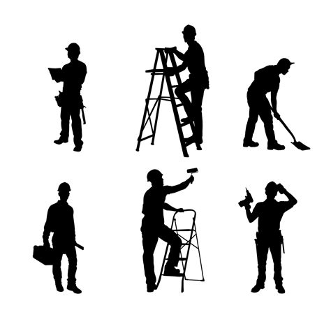 Set of construction workers silhouette vector design 13478243 Vector Art at Vecteezy