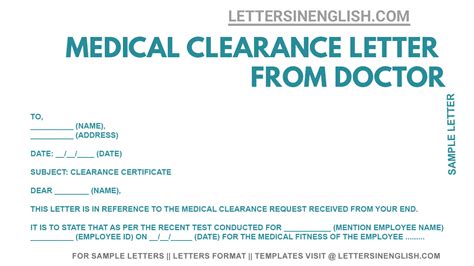 Sample Clearance Letter from Doctor - Clearance Letter from Doctor ...
