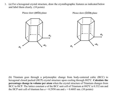 Solved 1. (a) For a hexagonal crystal structure, draw the | Chegg.com