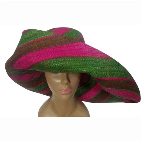 Fitahiana: Authentic Handwoven Multicolor Big Brim Raffia Sun Hat | The Black Art Depot