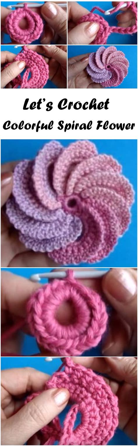 How To Crochet Colorful Spiral Flower – Tutorial - Love Crochet