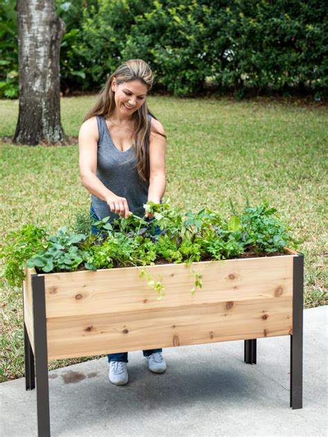 Self-Watering Elevated Cedar Planter Box 2x4 | Gardener's Supply