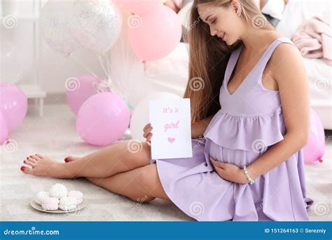 Beautiful Pregnant Woman at Baby Shower Party Stock Image - Image of home, future: 151264163