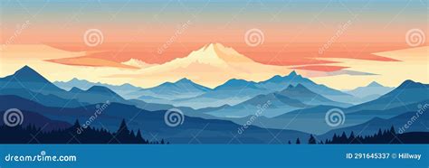 Mountain Range Silhouette Vector. Sunrise and Sunset in Mountains Stock ...