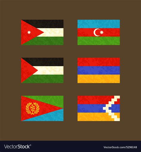 Flags of Jordan Azerbaijan Palestine Armenia Vector Image