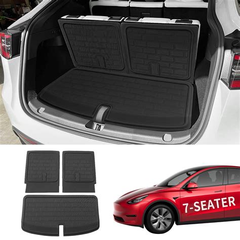 Buy Kingna Fit 2020 2021 2022 Tesla Model Y 7-Seater Trunk Mats Third Row Rear Seat Back Mats 3D ...