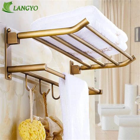 LANGYO Antique towel rack for bathroom Hanger towel rack Double towel ...