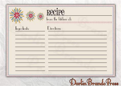 Recipe card template free printable - studiospole