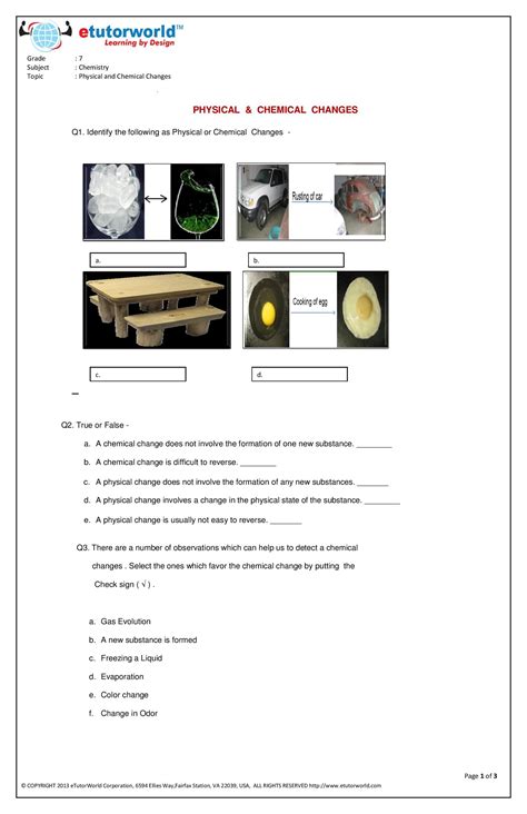 Forming New Substances Worksheet Answers - Math Worksheets For Middle School