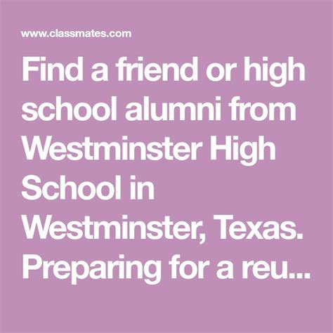 Find a friend or high school alumni from Westminster High School in ...