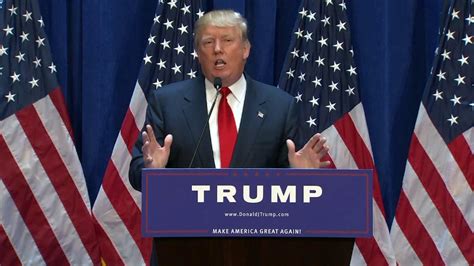 donald trump in front of speech table with us flags background hd ...