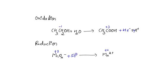 SOLVED: The oxidation of ethanol by the permanganate ion, MnO4-, in aqueous acidic solution ...