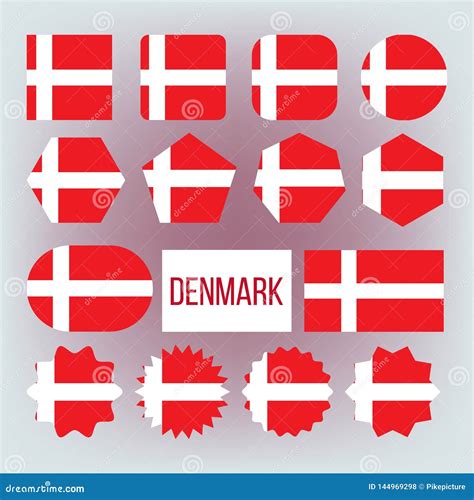 Danish National Colors, Insignia Vector Icons Set Stock Vector - Illustration of fatherland ...