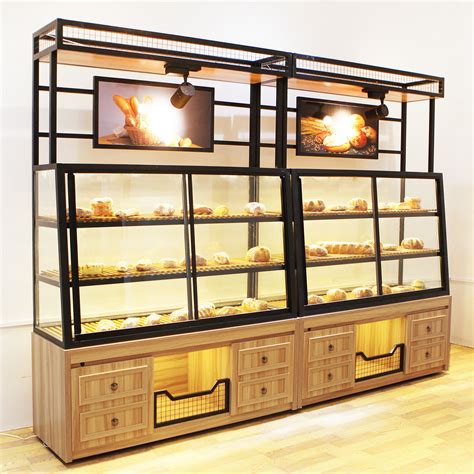 [USD 269.11] Bread cabinet Bread display cabinet Cake side cabinet Multi-layer shelf Solid wood ...