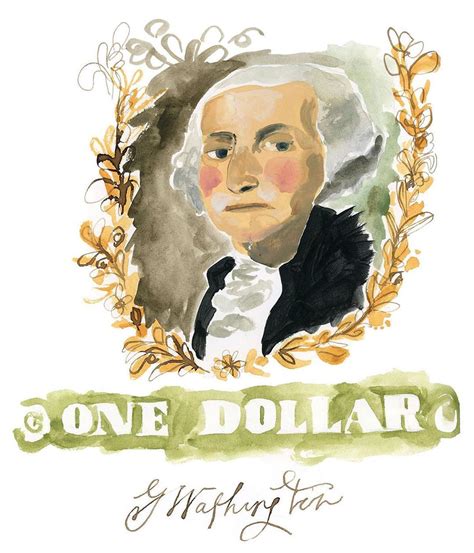 an illustration of the president of the united states, george washington with one dollar stamp on it