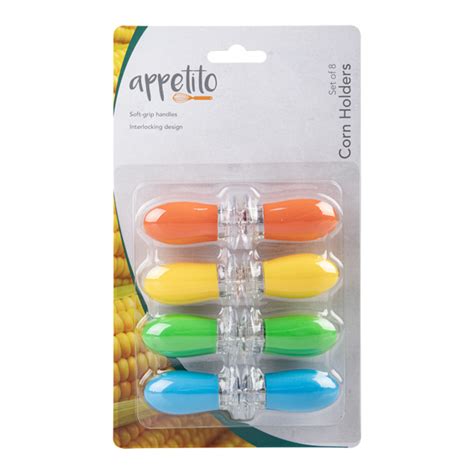 'APPETITO SOFT GRIP CORN HOLDERS SET 8 - ASST. COLOURS