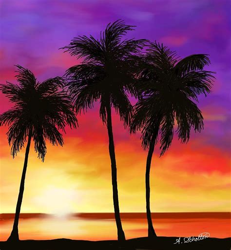 Tropical Beach Sunset Painting