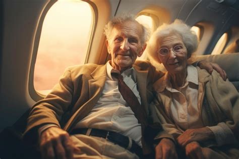 Premium AI Image | Portrait of a happy couple of mature senior tourists