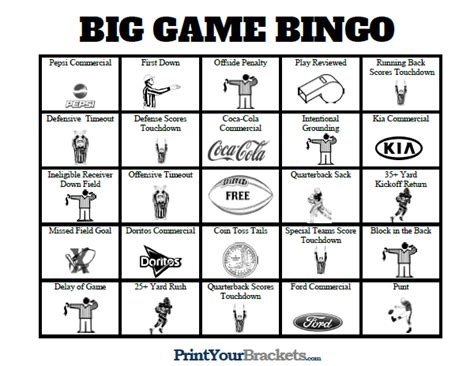 Super Bowl Bingo Sheets - Printable