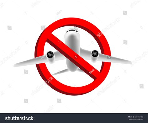 No Airplane Flying Prohibition Sign Vector Stock Vector (Royalty Free ...