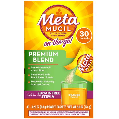 Metamucil One-the-Go Premium Blend, 4-in-1 Fiber, with Stevia, 30 ...