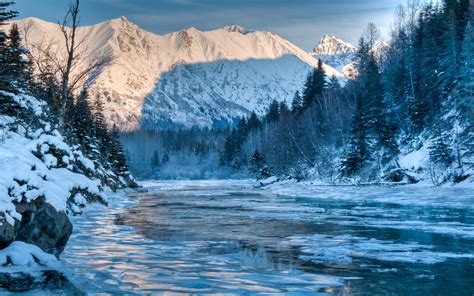 Alaska, Winter, Berge, Fluss, Wald, Schnee 3840x2160 UHD 4K ...