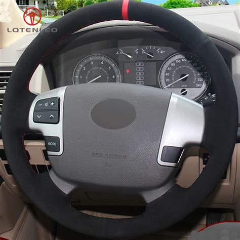 LQTENLEO Black Suede DIY Hand stitched Car Steering Wheel Cover for ...