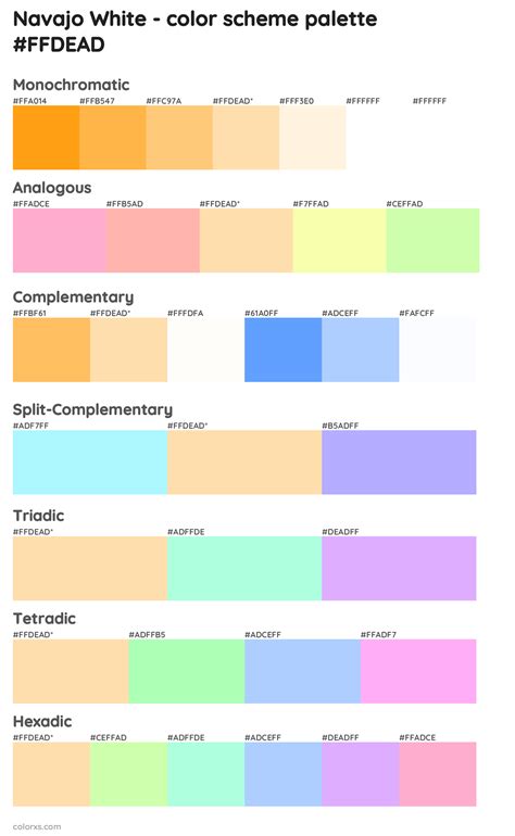 Navajo White color palettes - colorxs.com