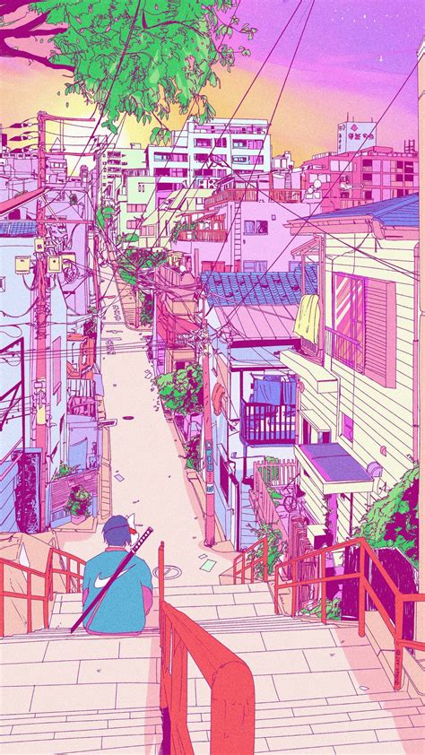 @vinneart | Anime scenery wallpaper, Scenery wallpaper, Vaporwave wallpaper