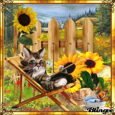 ☀Cat with Sunflowers☀ Picture #137364076 | Blingee.com