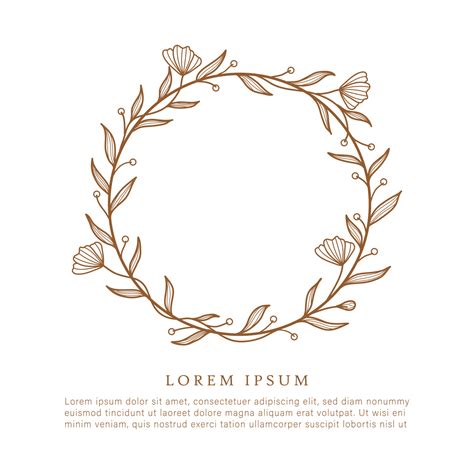 simple floral wreath decorative,round frame floral logo 13762380 Vector Art at Vecteezy