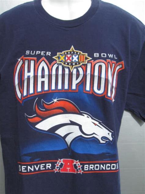 Denver Broncos Football Super Bowl XXXII 32 Champions navy blue T-shirt SZ XL | eBay