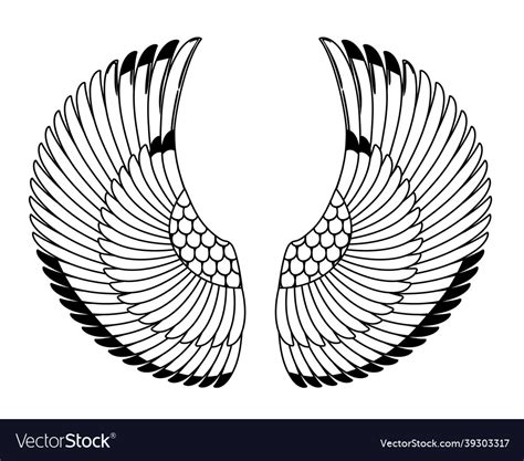 Wings in egyptian style hand-drawn vintage tattoo Vector Image