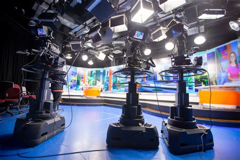 Camera,In,Studio,Are,Broadcasting,Journalists,Reading,News.blur,Background,Have