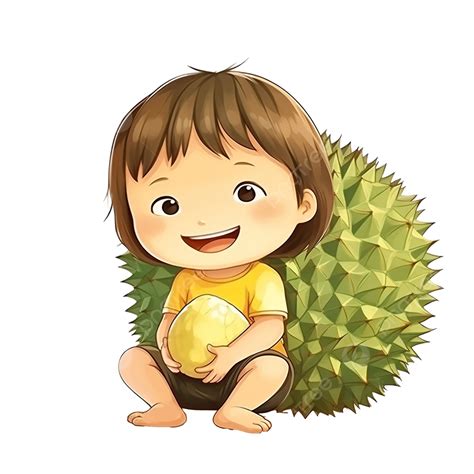 Durian Cute Kid Style Oil Paint, Gouache, Grunge, Style PNG Transparent ...