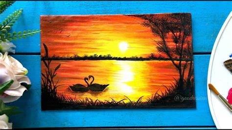 Easy Sunset Acrylic Painting Tutorial For Beginners Step By Step - Fight for This