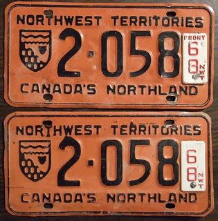 NORTHWEST TERRITORIES 1968 license plate PAIR | Here is a ma… | Flickr