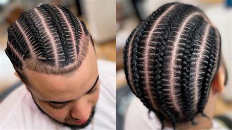 Mens Stitch Braids on SHORT hair | Straight Backs - YouTube