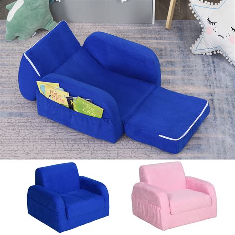 2 In 1 Kids Sofa Armchair Chair Fold Out Flip Open Baby Bed Couch ...