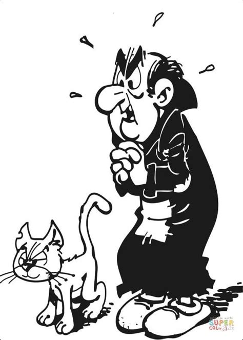 Gargamel and Cat Azrael coloring page | Free Printable Coloring Pages