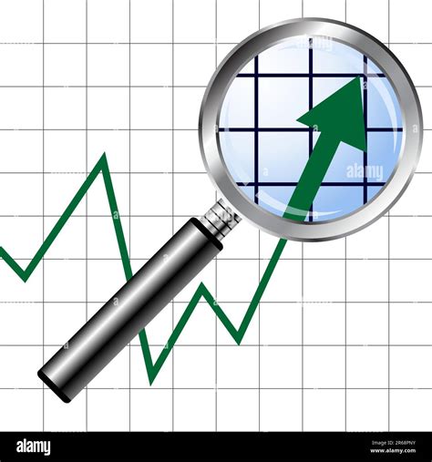 Magnifying glass over uprising graphic chart background Stock Vector Image & Art - Alamy