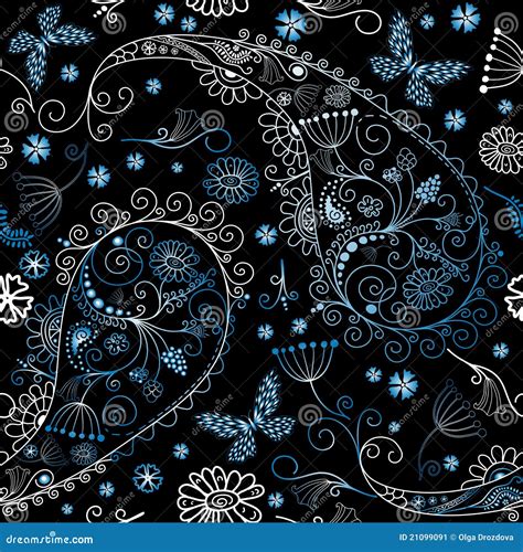 Black Seamless Floral Pattern Stock Image - Image: 21099091