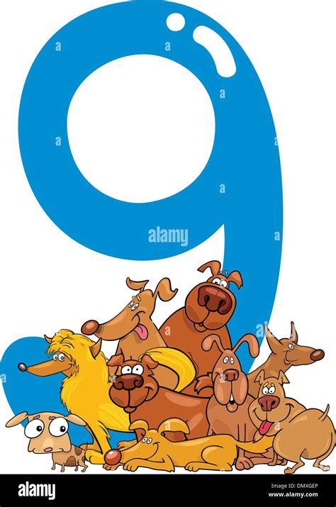 number nine and 9 dogs Stock Vector Image & Art - Alamy