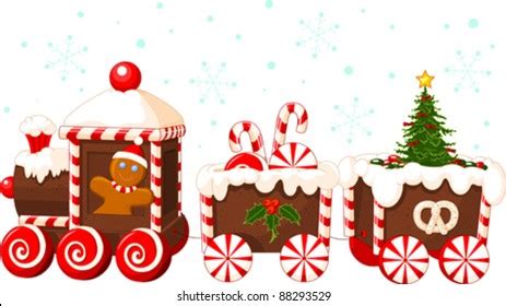 Christmas Train Made Gingerbread Cream Candies Stock Vector (Royalty Free) 88293529 | Shutterstock