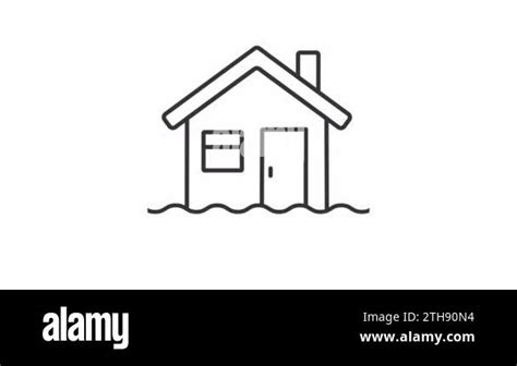 Animated flood insurance linear icon. Property protection. Home loss prevention. Coverage ...