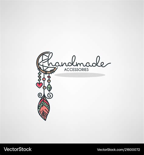 Handmade accessories hand drawn doodle logo Vector Image